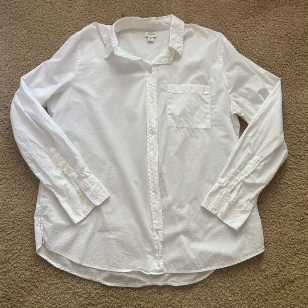J. Crew White Button-Up Cotton Blouse